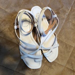JCrew white ankle wrap sandals. New 6 1/2